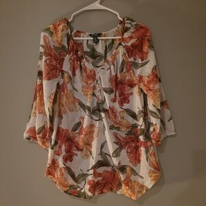 Chaps Orange Floral Women's Blouse